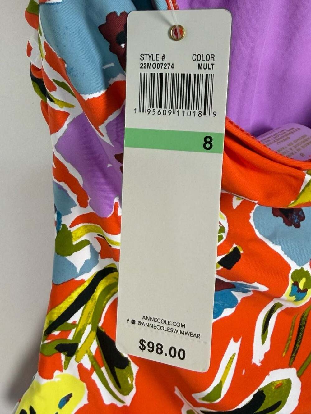 Anne Cole Multi Splash Garden Halter Ruched One Piece Swimsuit Size 8 - Picture 3 of 5